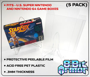 5 Box Protectors for Super Nintendo SNES & N64 Game Boxes Clear Cases